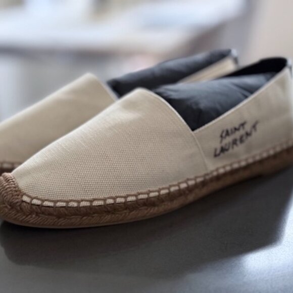 BRAND NEW: Saint Laurent Embroidered Canvas Espadrille - Picture 1 of 7